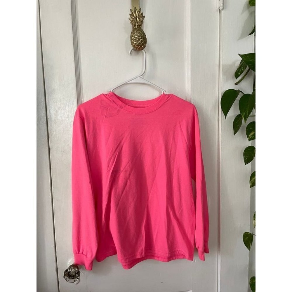 Fruit of the Loom Youth size X-large 14/16 Bright Pink Long Sleeve Top